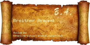 Breitner Armand névjegykártya
